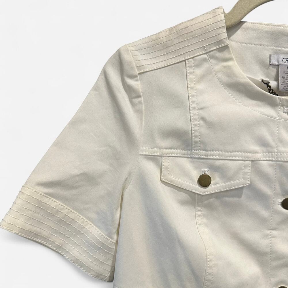 Cache NWT Y2K Cropped Utility Jacket Cream Size S… - image 6